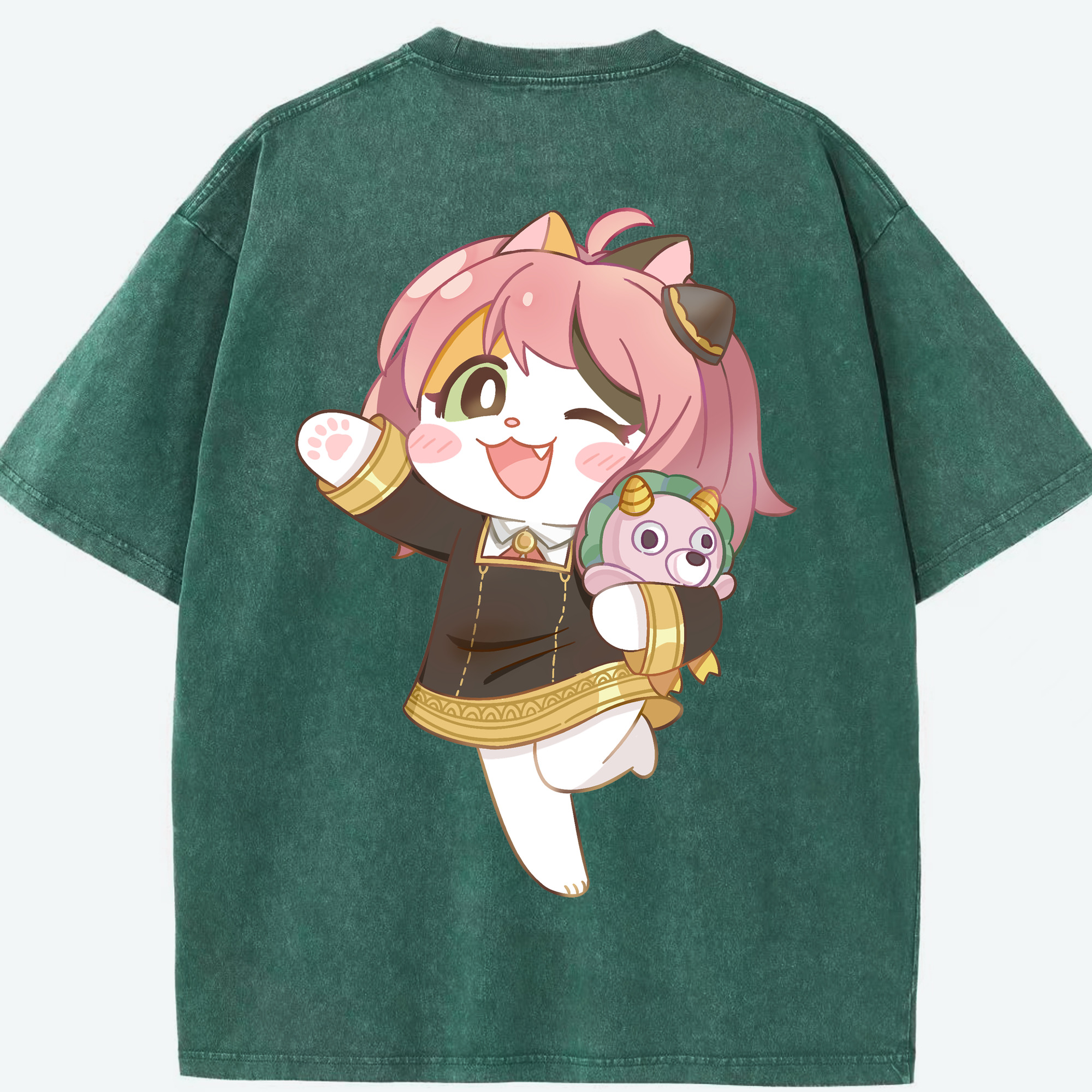 （画像用） SPY×FAMILY间谍家家酒 綿100% ヴィンテージ風 半袖Tシャツ（背面プリント）